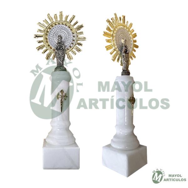 Virgen del Pilar columna marmol 19 cm
