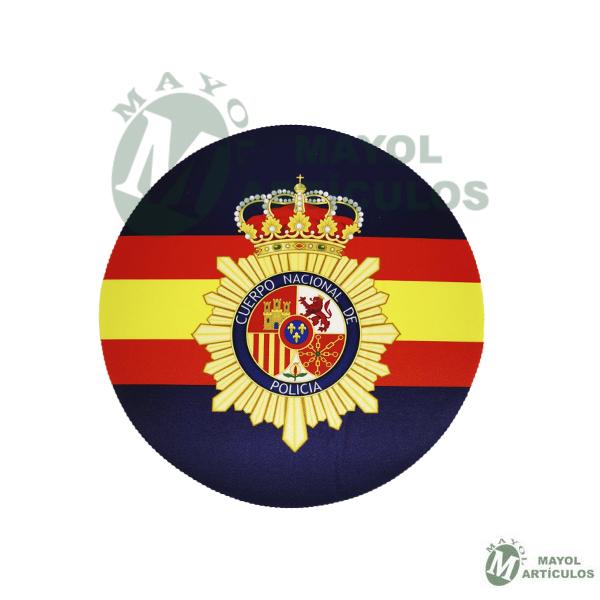 Alfombrilla redonda para ratón de ordenador con el emblema de la Policía Nacional