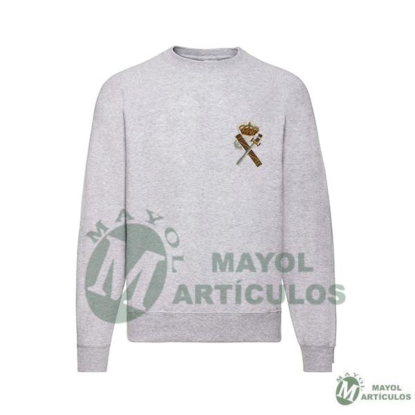 Sudadera manga larga 80% algodón y 20% poliéster  bordada. Bordada con emblema Guardia Civil.
