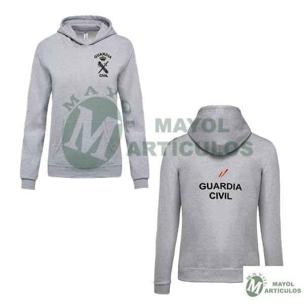 Sudadera Capucha Niño, serigrafiada en Pecho y espalda Guardia Civil