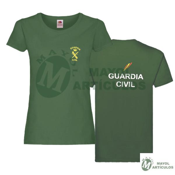 Camiseta Chica Serigrafiada  en Pecho /espalda  Emblema  Guardia Civil 