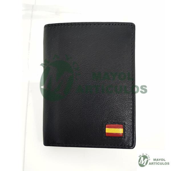 Cartera Negra  con Detalle Bandera Españ. Tipo Libro 