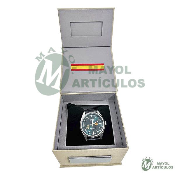 Reloj para hombre con esfera verde y correa de piel negra - Imagen 2