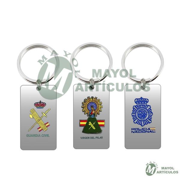 Llavero Guardia Civil, Policía Nacional, Virgen del Pilar a color 