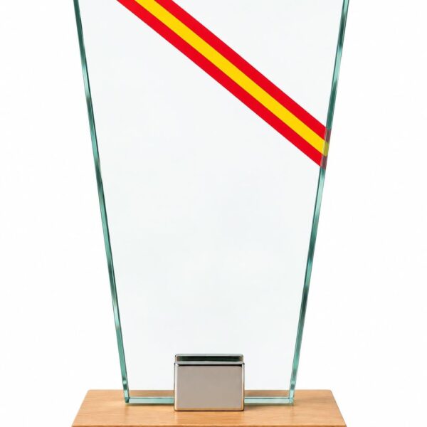 Cristal Bandera Base Madera
