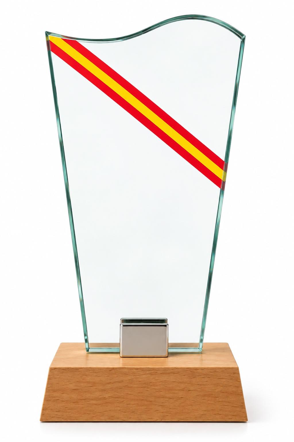 Cristal Bandera Base Madera